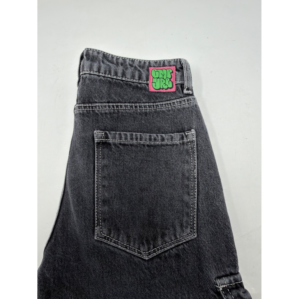 Empyre Tori Black Wash Zip Off Cargo Skate Jeans Women's Size 2 Graffiti‎ Baggy